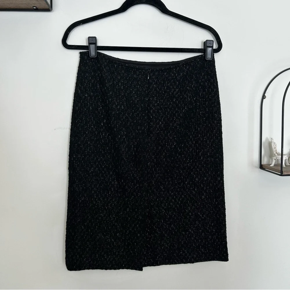 Rickie Freeman Teri Jon Black Woven‎ Knee Length Pencil Skirt Size 6
